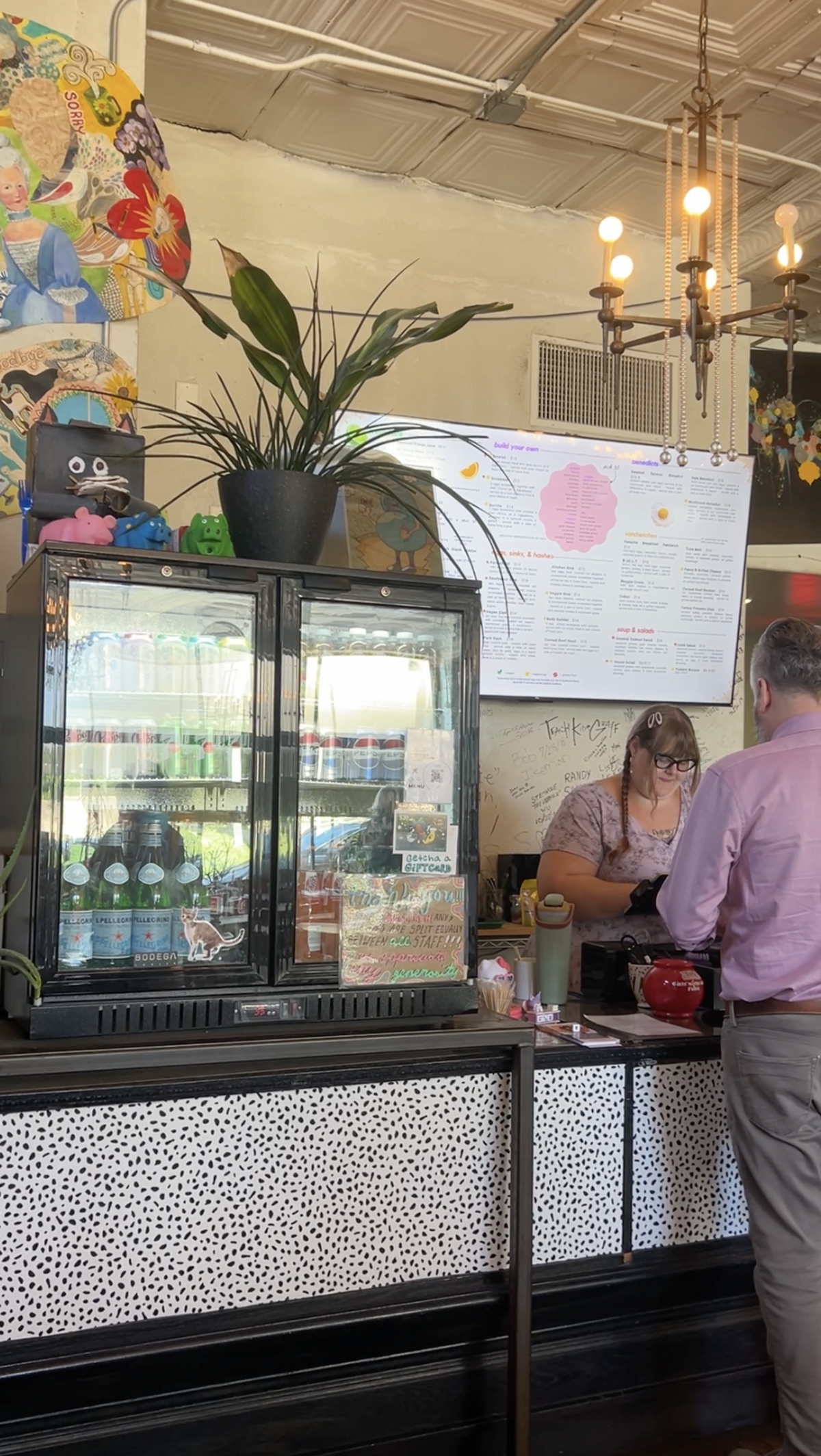 When customers enter Succotash, they go to the left to enter the service counter line. Menus are posted to the half-wall separating the line from the rest of the space for customers to ponder what they’ll order while they wait. When they get to the counter, they place their order and can take a seat wherever there’s open space in the restaurant. A food runner brings the food, and when ready, the bill, out.