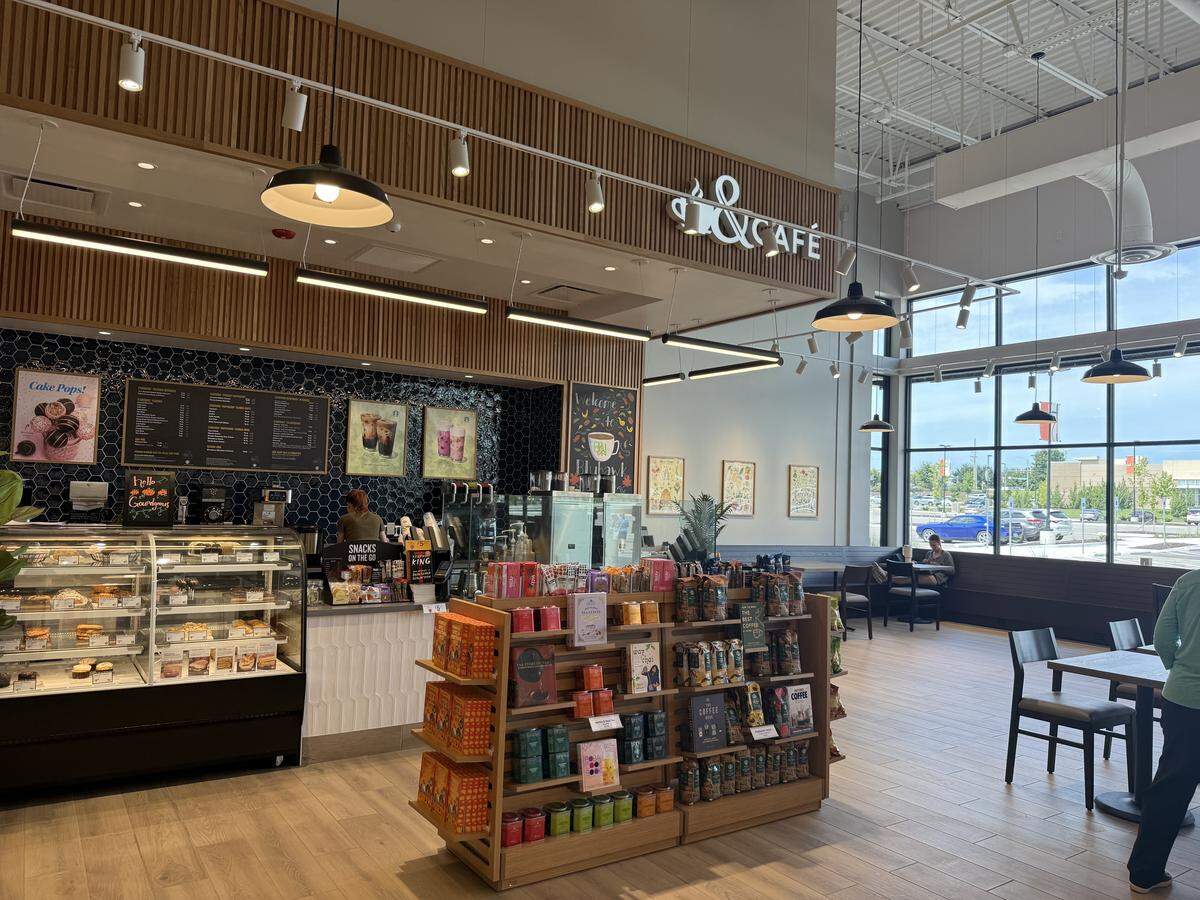 The new Barnes & Noble has a Starbucks cafe.