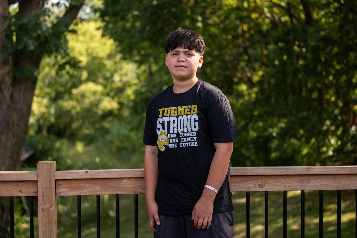 Samuel Arellano at his home on Aug 28. Samuel was struck by gunfire at the Chiefs Super Bowl celebration at Union Station. Samuel is an avid Chiefs fan and after the shooting, he received a signed football from Chiefs quarterback Patrick Mahomes.