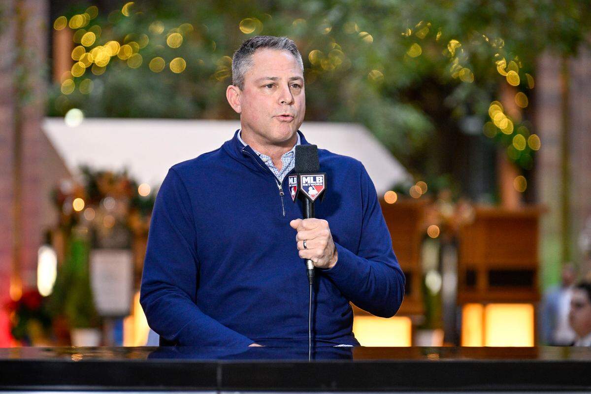 Kansas City Royals general manager J.J. Picollo is interviewed at the Hilton Anatole during the 2024 MLB Winter Meetings on Dec. 9, 2024, in Dallas.