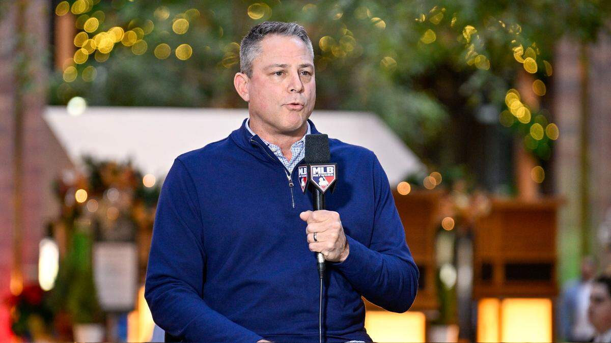 Kansas City Royals general manager J.J. Picollo is interviewed at the Hilton Anatole during the 2024 MLB Winter Meetings on Dec. 9, 2024, in Dallas.