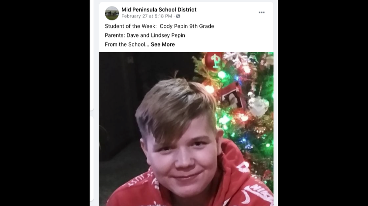The Mid Peninsula School District in Michigan posted the accurate Student of the Week profile for Cody Pepin after The Daily Press newspaper posted a hateful profile about him.