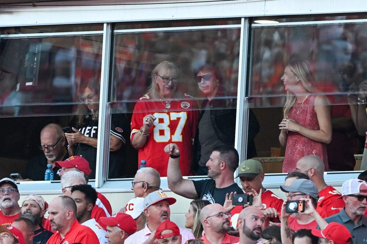 Donna Kelce and Tom Cruise are in attendance for the Kansas City Chiefs vs. Denver Broncos regular season game at Arrowhead Stadium in Kansas City on Sept. 14, 2026.