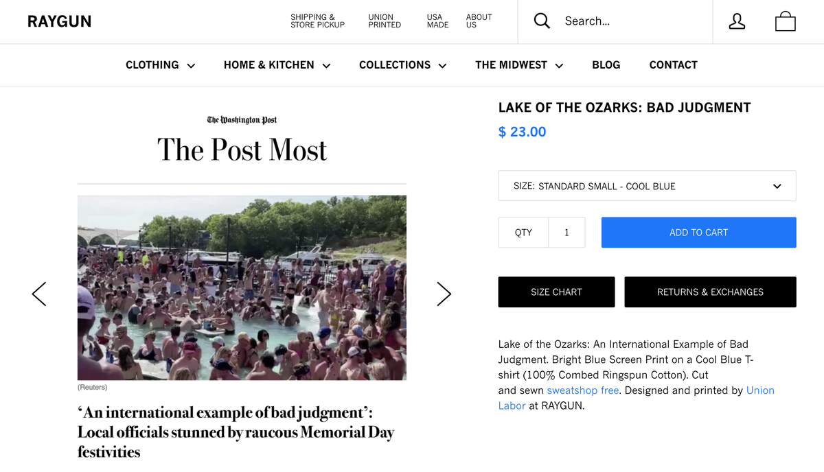 The quote featured on the shirts was also used in a Washington Post headline about the parties.