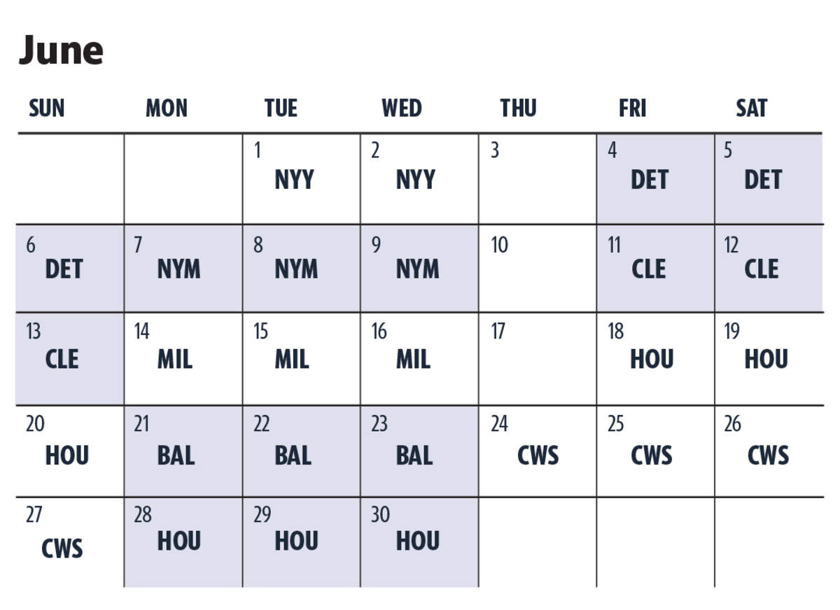 2027 Royals schedule, June