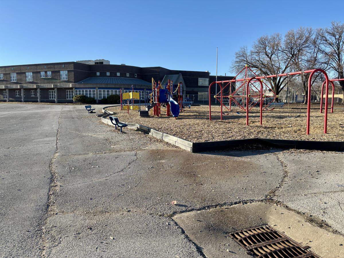 The playground at Garfield Elementary in Kansas City’s Pendleton Heights. Northeast residents organized to watch for ICE during afternoon pickup at 11 area schools after ICE was spotted near Garfield on Tuesday morning.