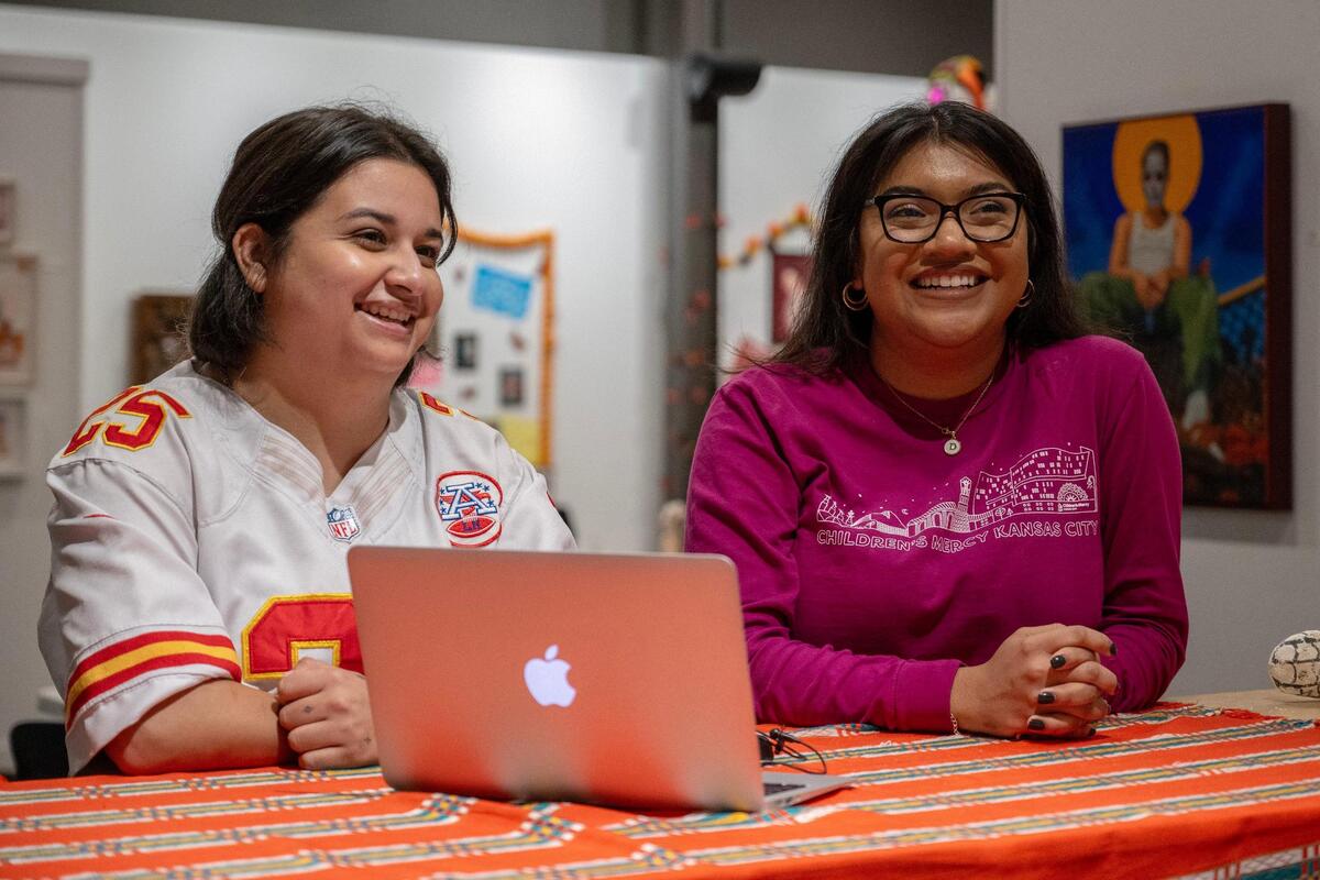 Sonia Falcon and Daniella Briones met at Mattie Rhodes Culture Center to plan their next creation. Falcon will be working with Briones to photograph her in a Catrina costume for the Mattie Rhodes Culture Center Dia De Los Muertos Parade.
