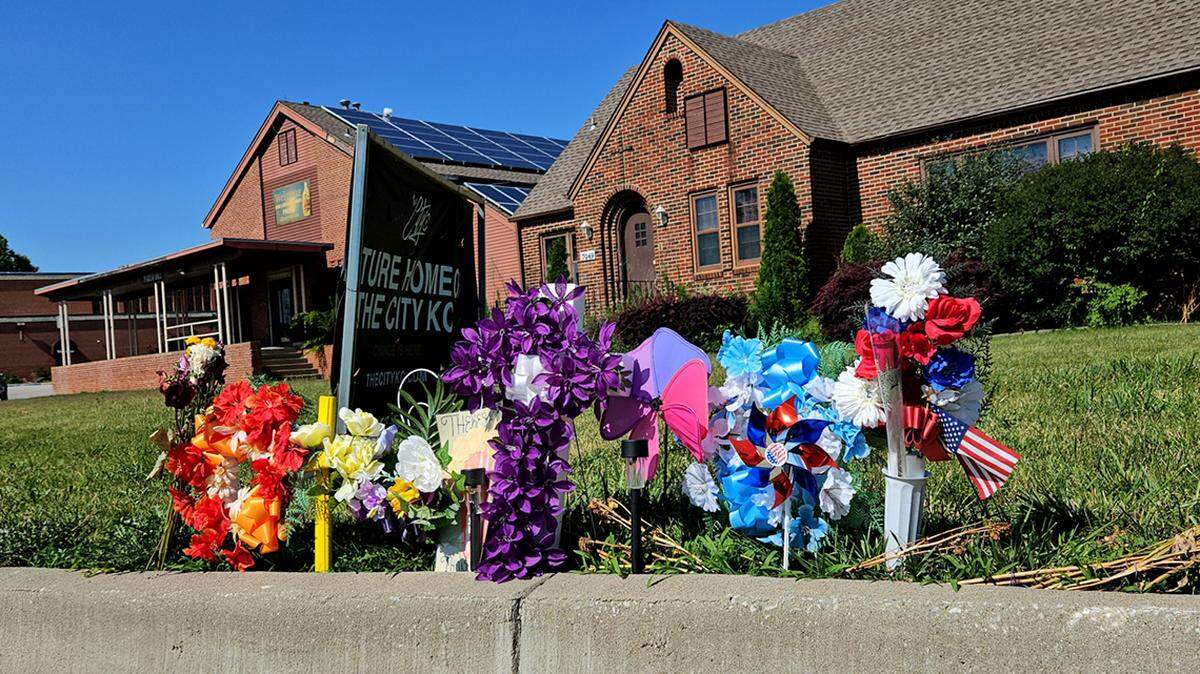 A memorial for Kyle Clary at Gregory and Blue Ridge boulevards.