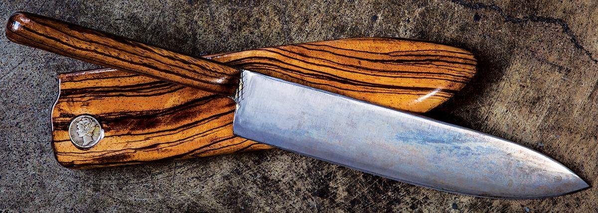 Chef Amante Domingo handcrafted a knife from a horse farrier’s file.
