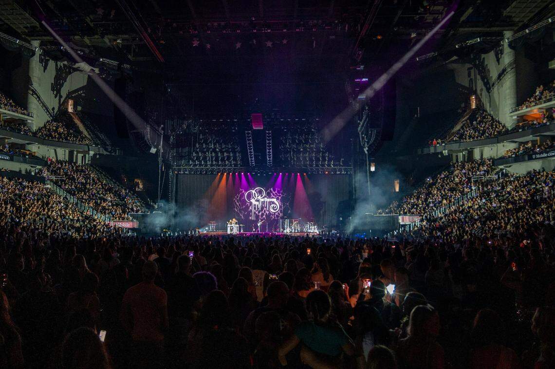 Fans watch singer PinkPantheress perform during the Olivia Rodrigo’s Guts World Tour on Friday.