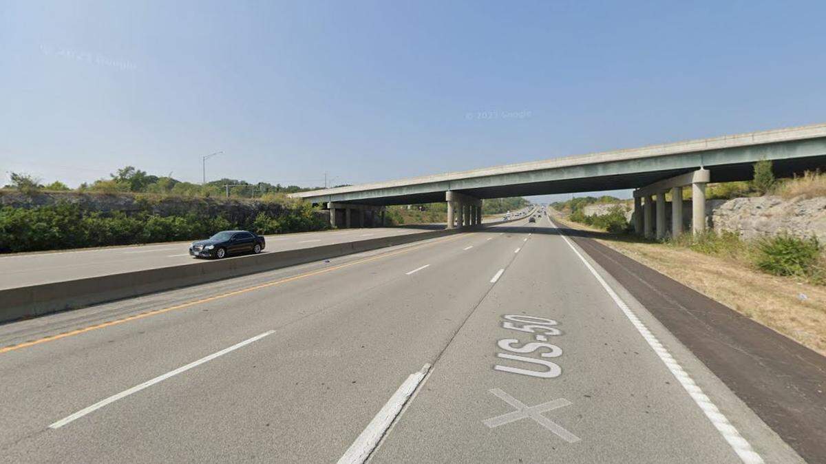 The driver of a Nissan Maxima was critically injured after driving off Interstate 470 near Raytown Road on Sunday, Nov. 5, 2023, Kansas City police said. A Google Maps street view image from September 2023 shows the general area. 