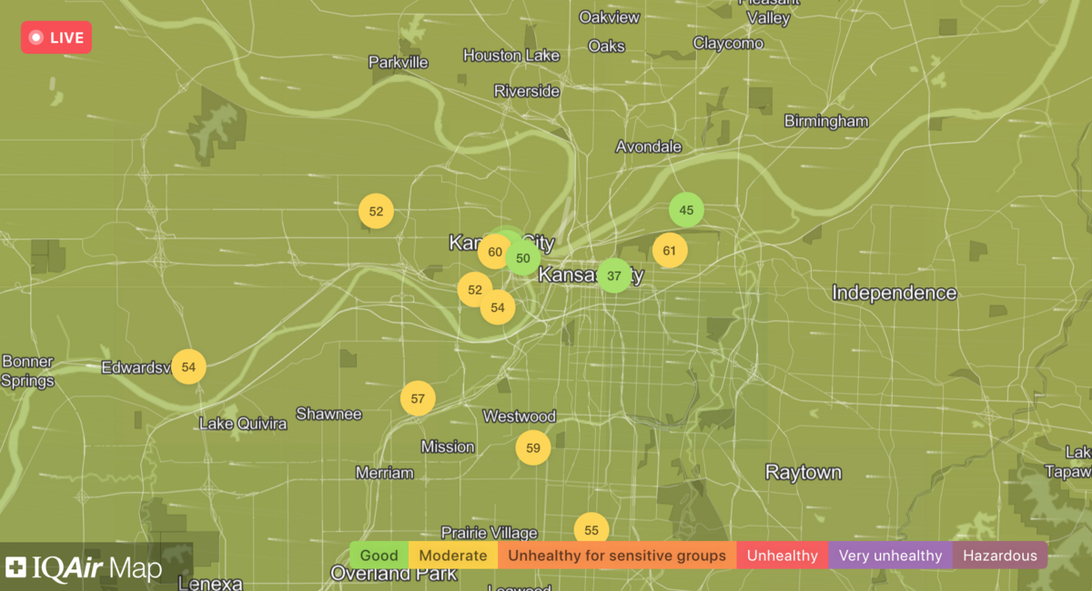 IQAir air quality map
