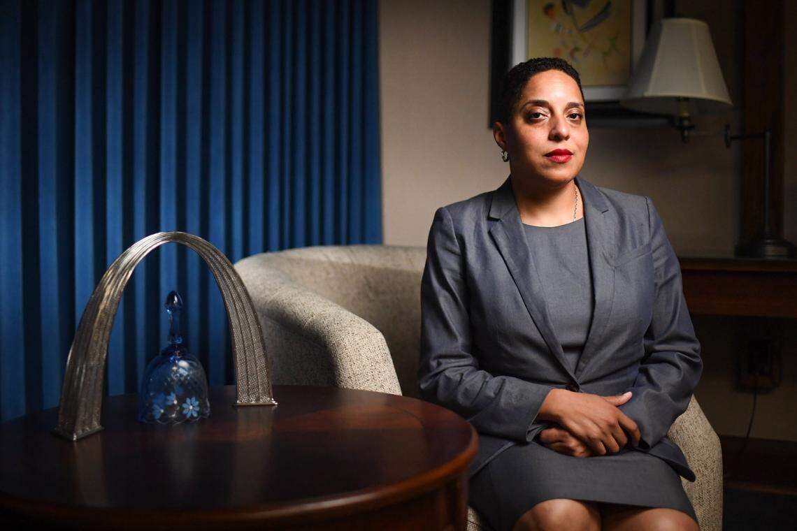 Then-St. Louis Circuit Attorney Kim Gardner poses for a portrait in 2021 in St. Louis. Gardner stepped down from office on May 16 of this year.