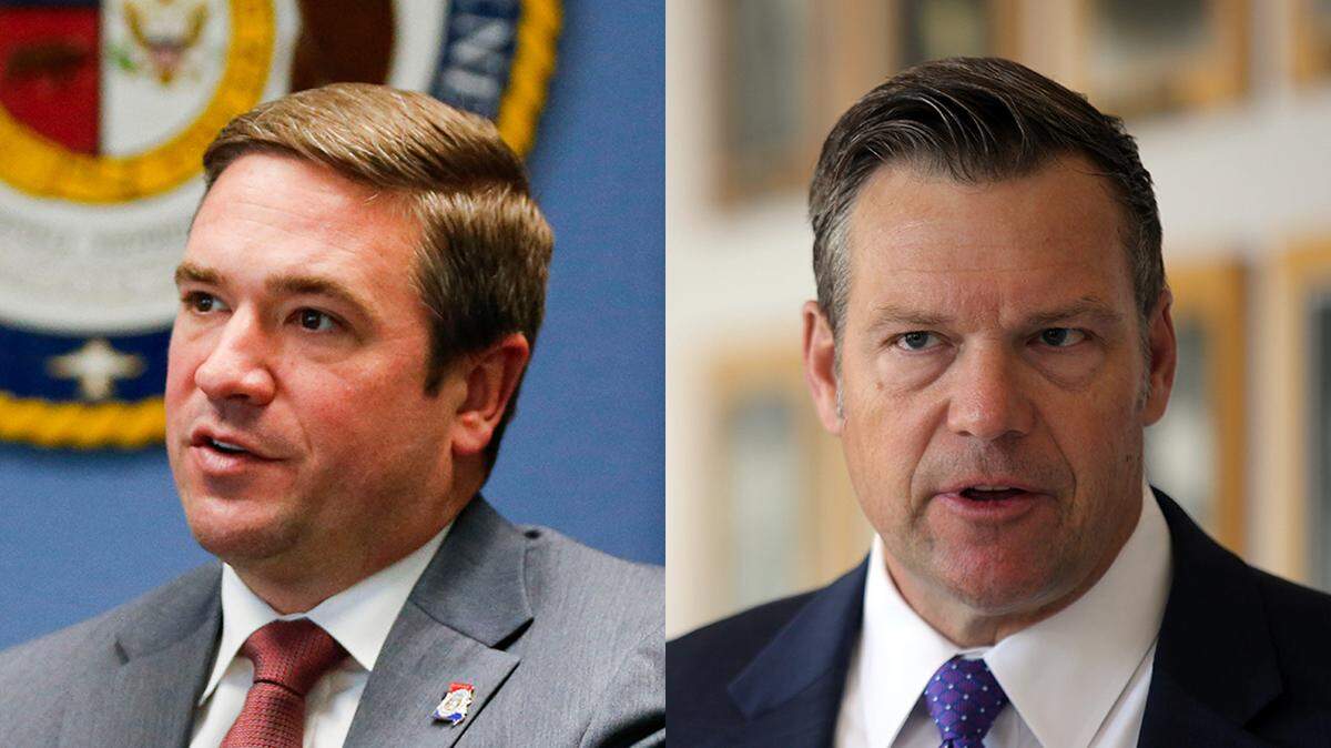 Missouri Attorney General Andrew Bailey and Kansas Attorney General Kris Kobach