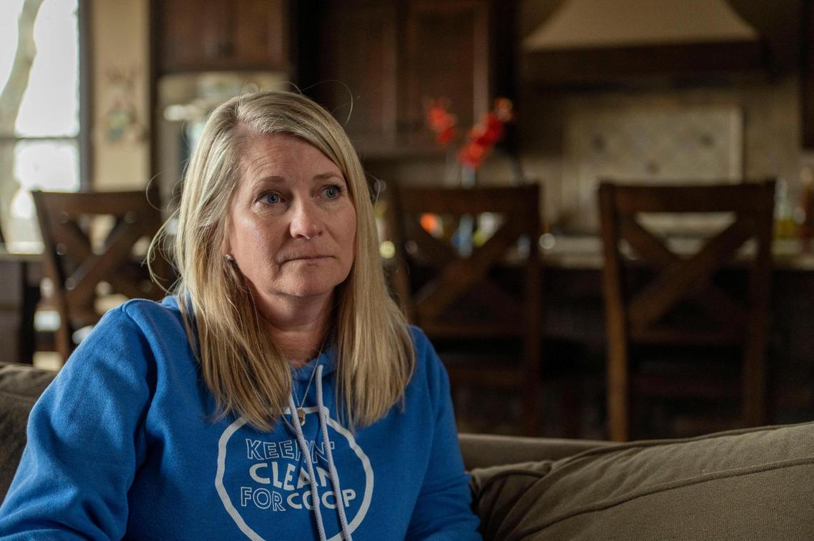 Libby Davis speaks about her son Cooper at the family’s home in Shawnee. He was 16 when he died last summer after taking half of a fake Percocet laced with a lethal dose of fentanyl.