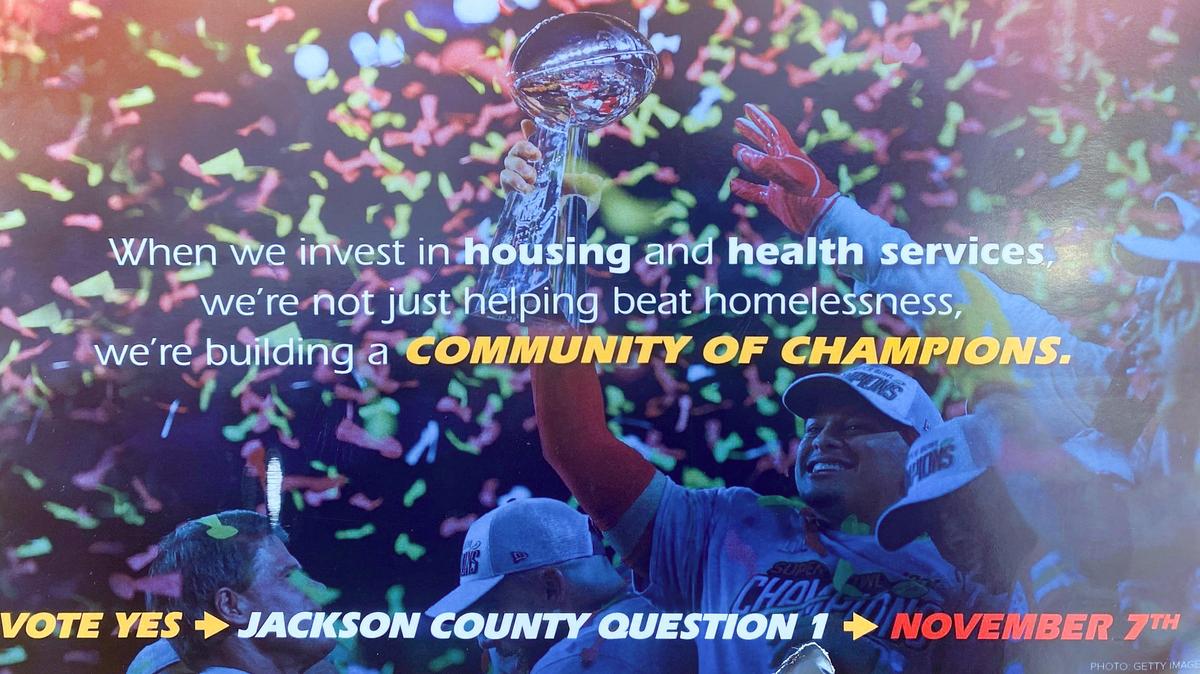 The mailer Forward Jackson County sent to voters featuring an image of Patrick Mahomes.