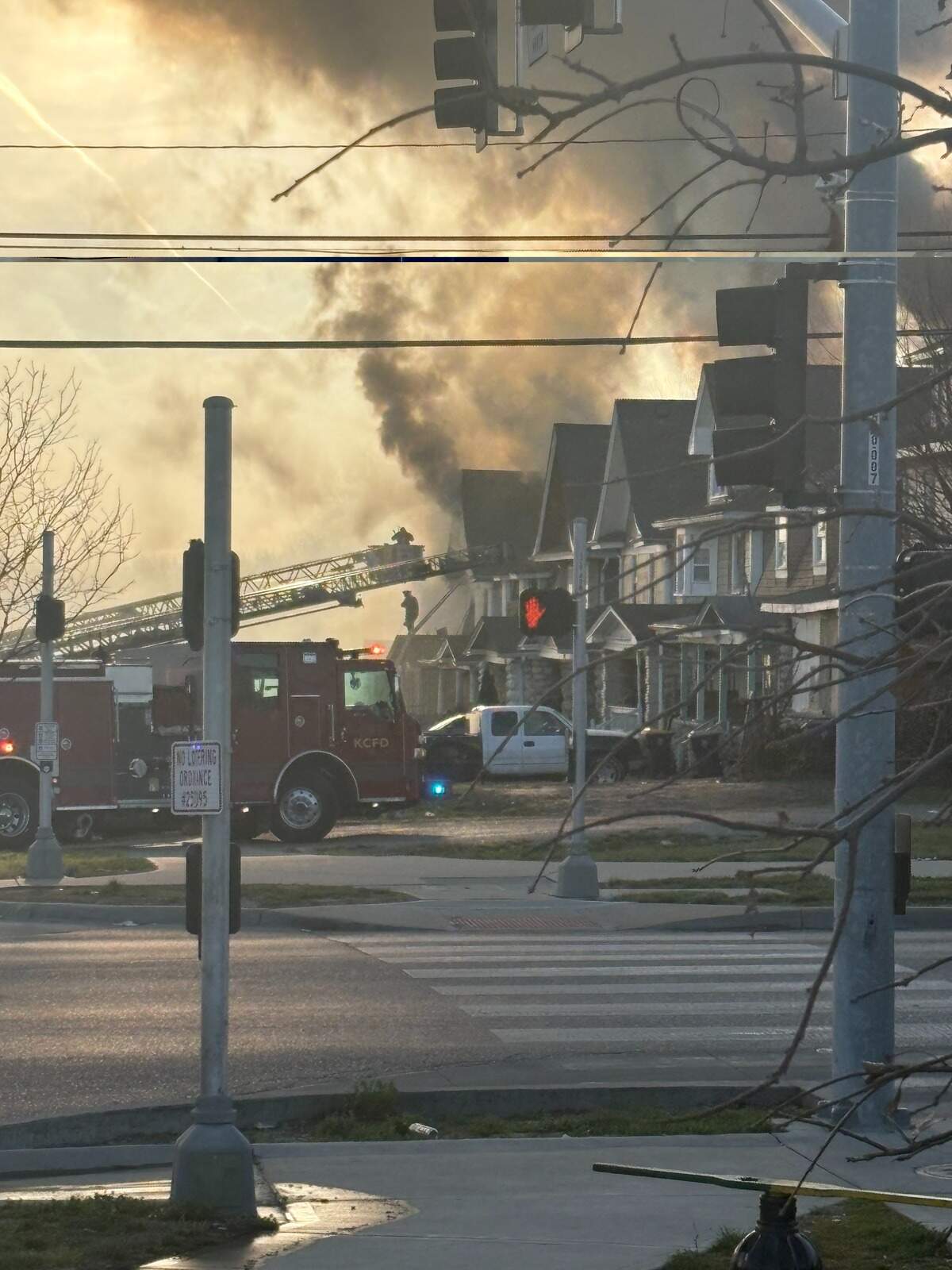 No one was injured when a fire engulfed the second story of a vacant house and damaged neighboring houses in the 2700 block of East 27th Street, though firefighters rescued one person from the roof. Emergency medical workers evaluated the person and released them at the scene.