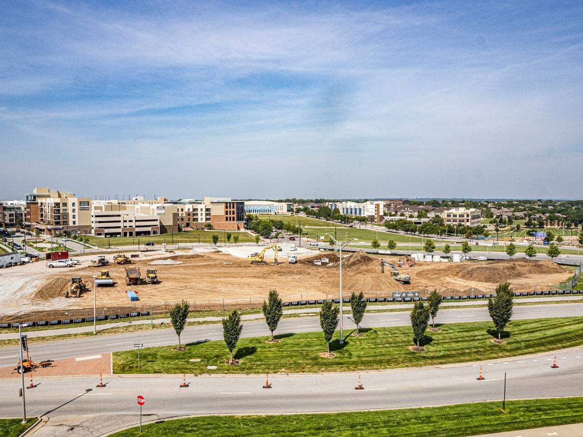 Restaurants Tupelo Honey and Cactus Grill are under construction at Lenexa City Center as part of the Restaurant Row development, at 87th Street and Renner Boulevard.