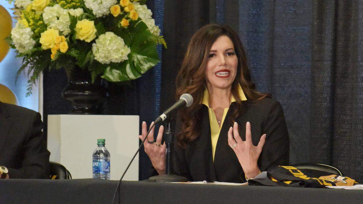 The University of Missouri introduced athletic director Desiree Reed-Francois on Wednesday, Aug 11, 2021 at Memorial Stadium in Columbia. Reed-Francois, who was hired from UNLV, was the first Hispanic woman athletic director at the Football Bowl Subdivision (FBS) level.
