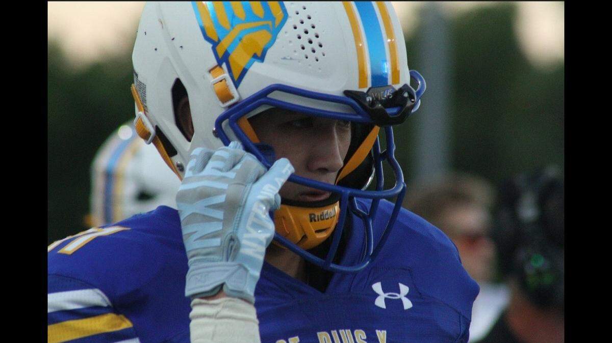 St. Pius X High School junior wide receiver Tommy Hutsler.