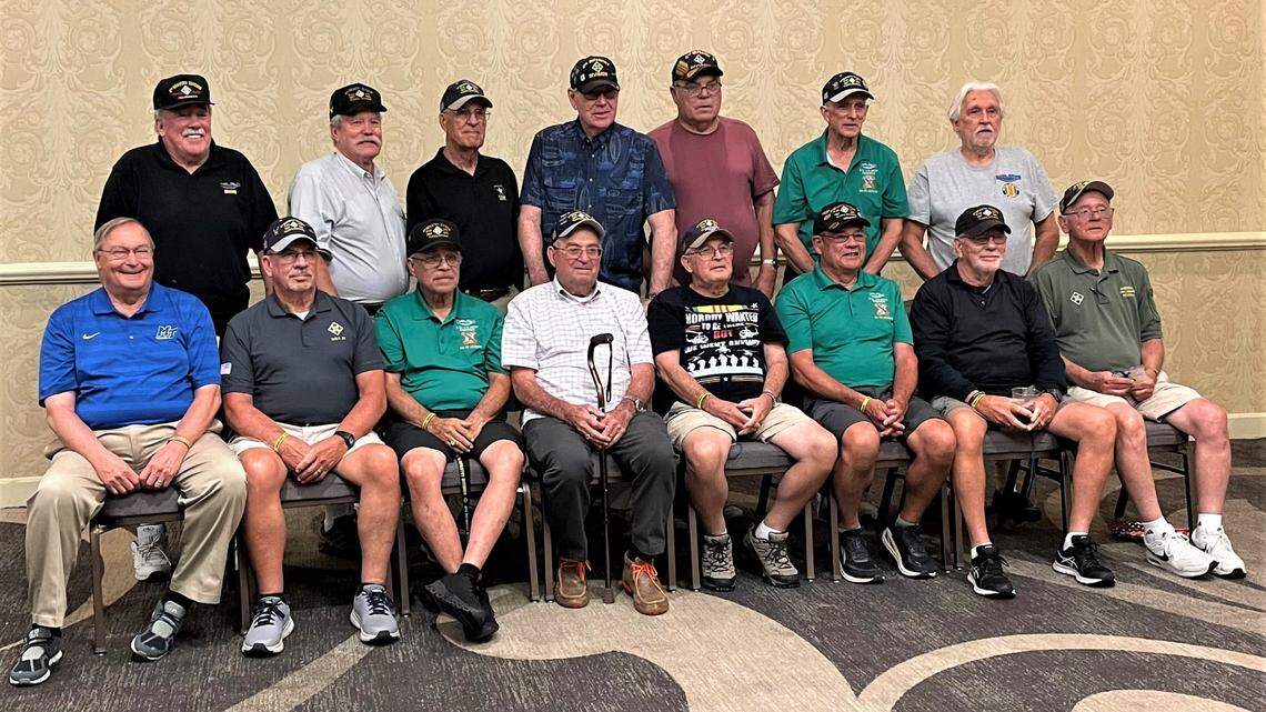 Surviving members of B Company, 2nd Battalion, 8th Regiment, 4th Infantry Division gathered in a conference room at the Hilton Kansas City Airport hotel.