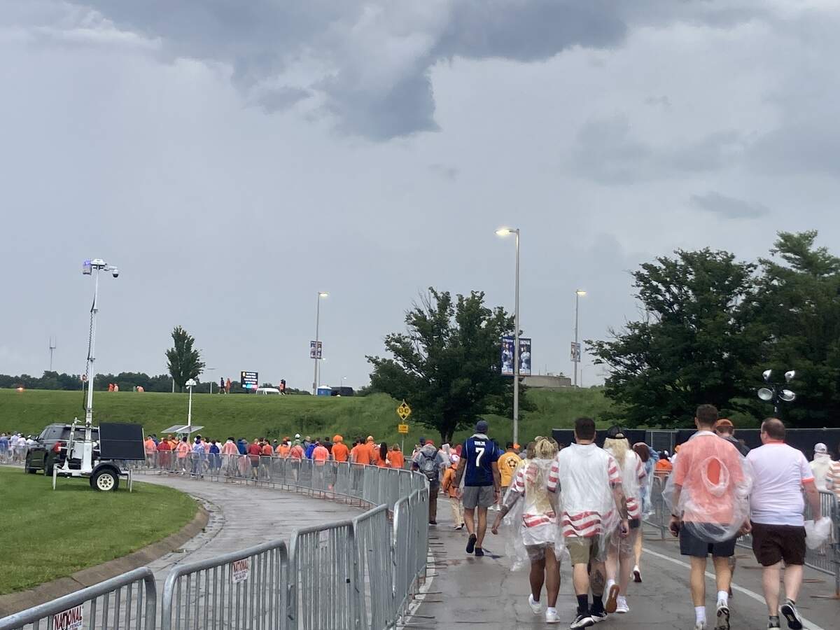 Forecast stormy weather caused FIFA Fan Experience to be suspended until after the Netherlands-Tunisia match in Kansas City.