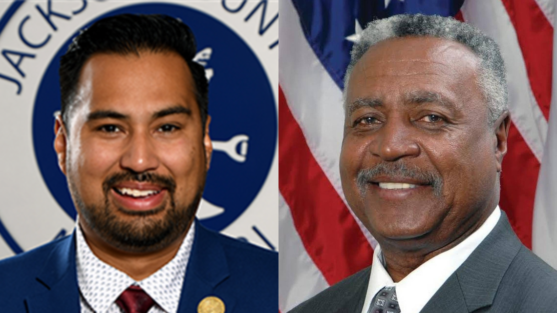 Jackson County District 1 Legislator Manny Abarca (left) and County Executive Frank White Jr. (right)