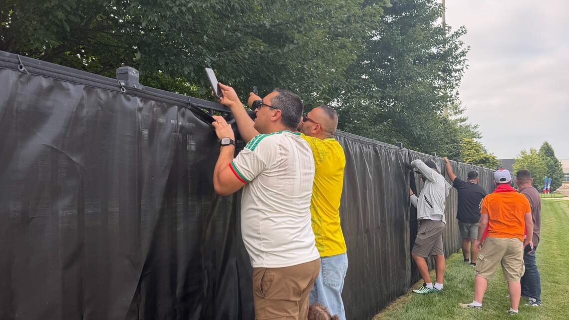 Fans gather at Rock Chalk Park to try to catch Algeria men’s soccer team practice