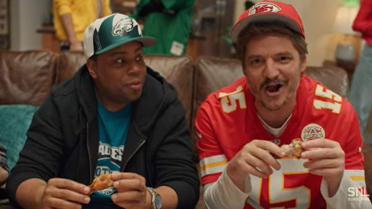 The actor Pedro Pascal donned a Patrick Mahomes jersey.