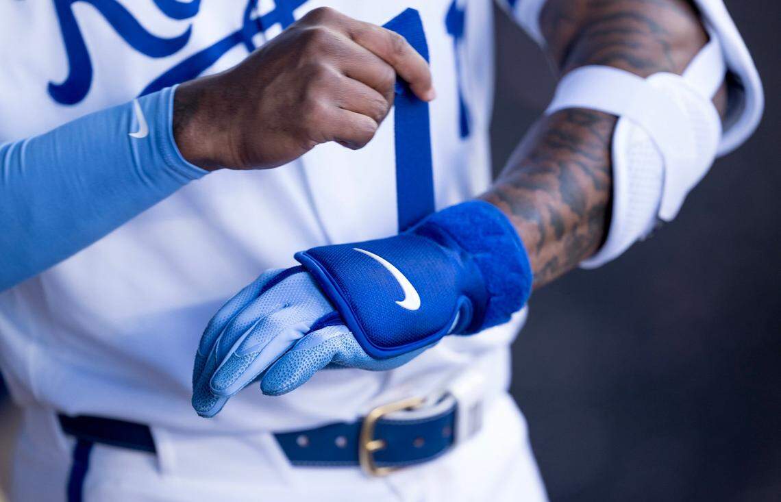 Kansas City Royals right fielder MJ Melendez prepares for an at-bat against the Minnesota Twins Thursday during the Royals’ home opener.