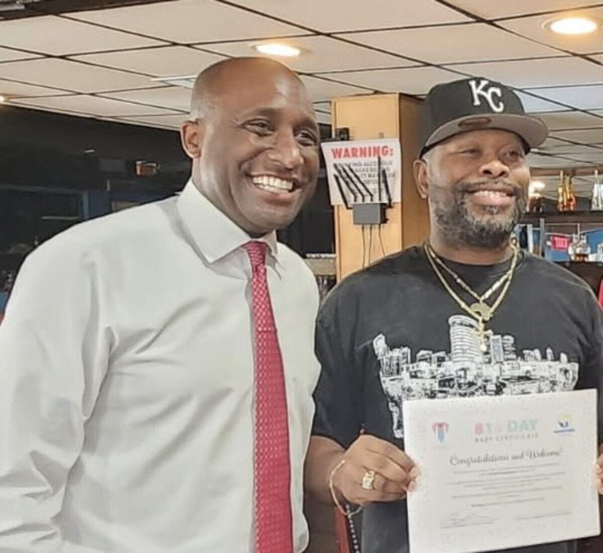 816 Day founder, Brian “Bizzy” Benton was awarded a certificate of recognition signed by Mayor Quinton Lucas and Bob Page, CEO of University Health for his 816 Babies initiative.