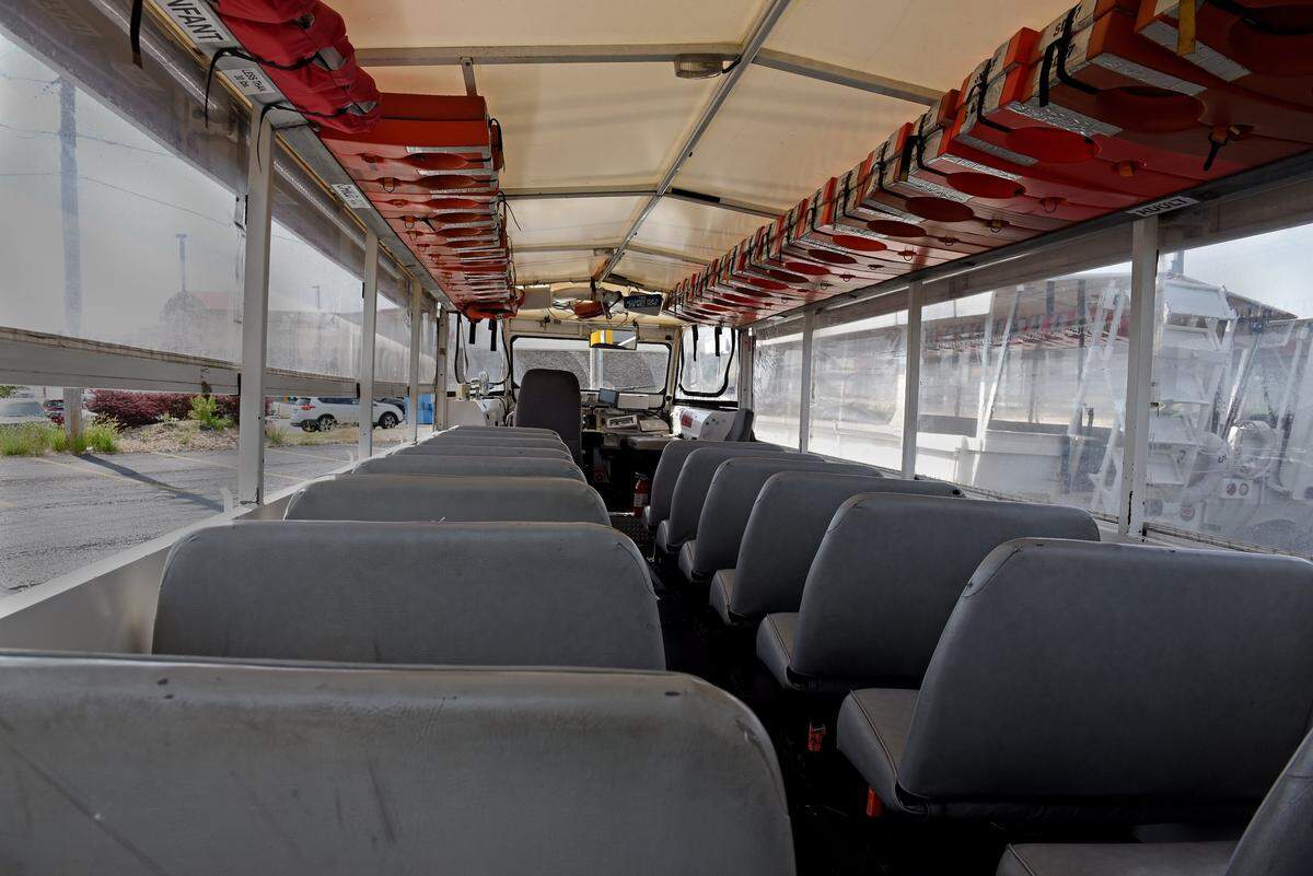 The interior of a duck boat at Branson Ride the Ducks.