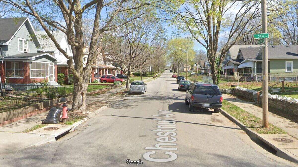A man died and a woman was injured when gunfire erupted during an argument early Friday inside a home in the 3400 block of Chestnut Avenue in Kansas City. Police had detained and were questioning multiple persons. This Google Maps Street View image of the area is from April.