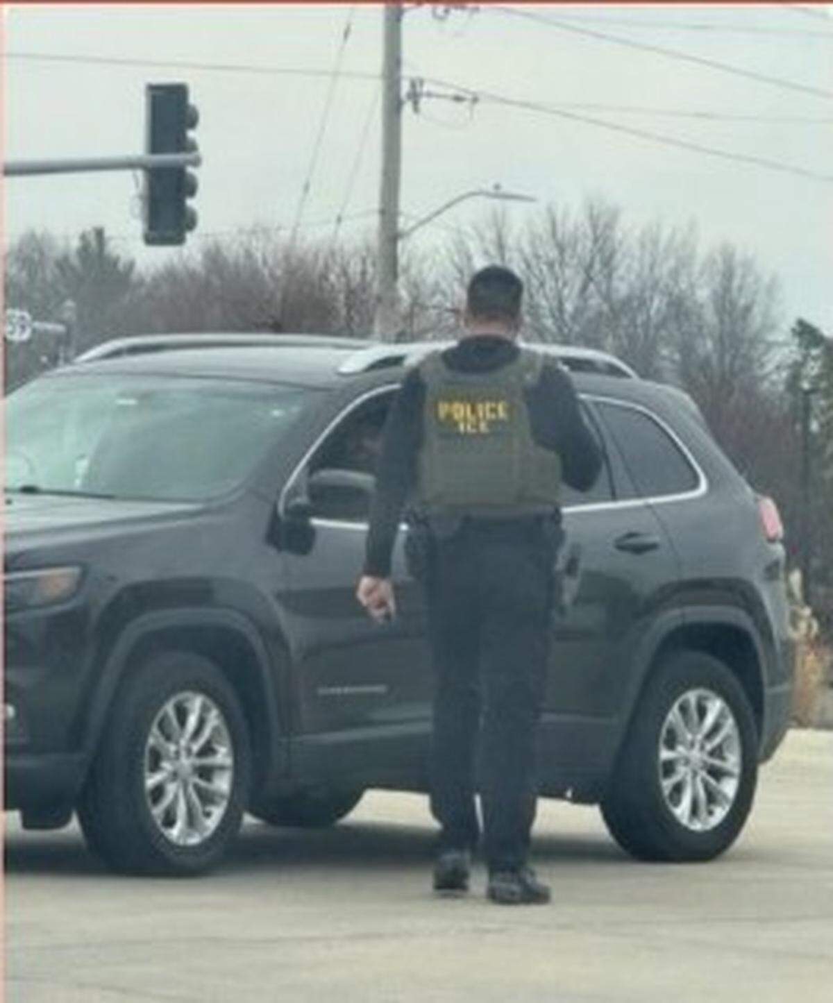 ICE agent in Lawrence on Tuesday, Feb. 17, 2026