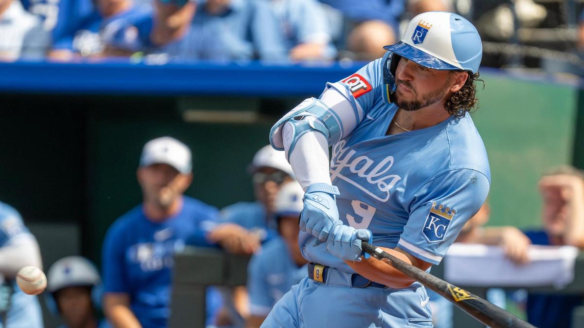 Kansas City Royals first baseman Vinnie Pasquantino hit a three-run home run in the fifth inning during an game against the Los Angeles Dodgers on Saturday, June 28, 2025, at Kauffman Stadium in Kansas City.