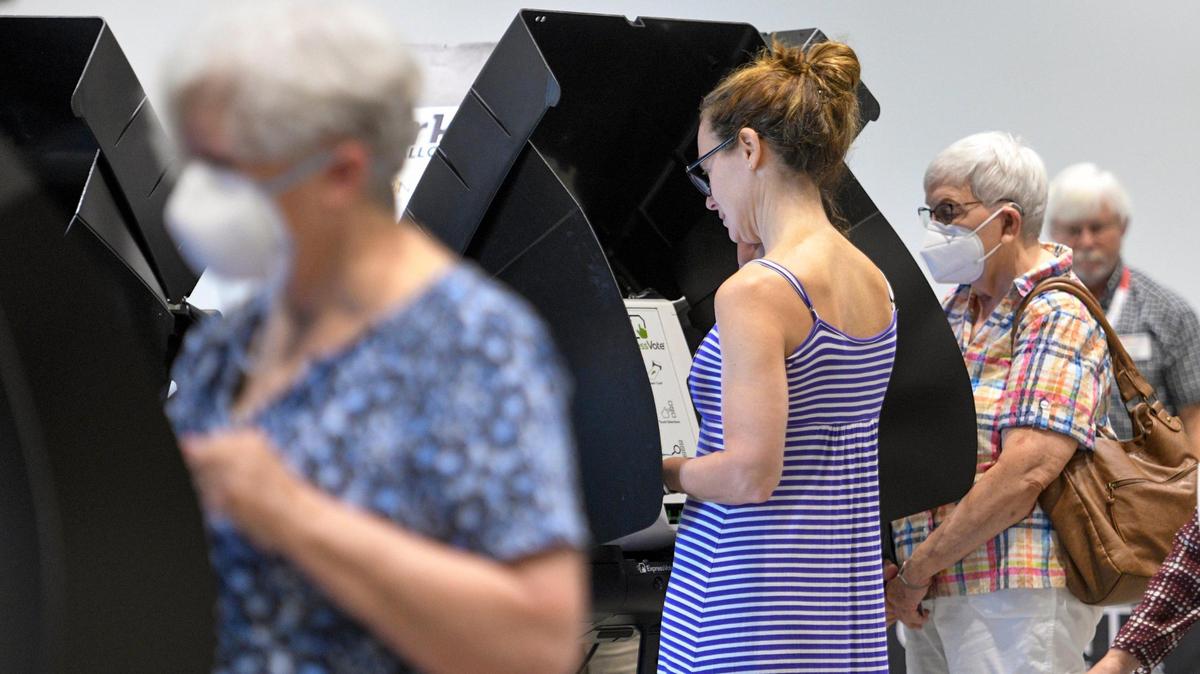 In Person Advance Voting began on Saturday, July 16, 2022, as voters cast their ballots in the the 2022 Primary Election at the Johnson County Arts and Heritage Center in Overland Park.