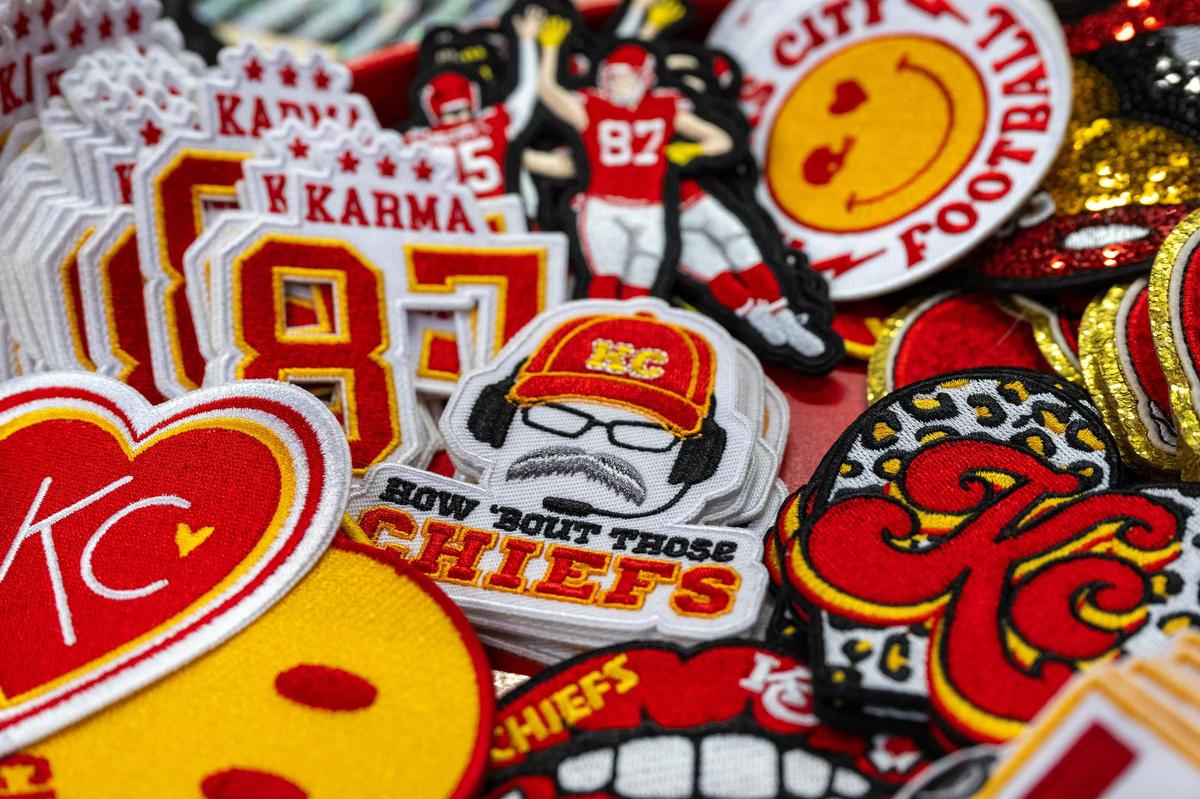 Locally designed Chiefs and Kansas City-themed patches fill the “patch bar” at Maxi Laine’s Boutique.