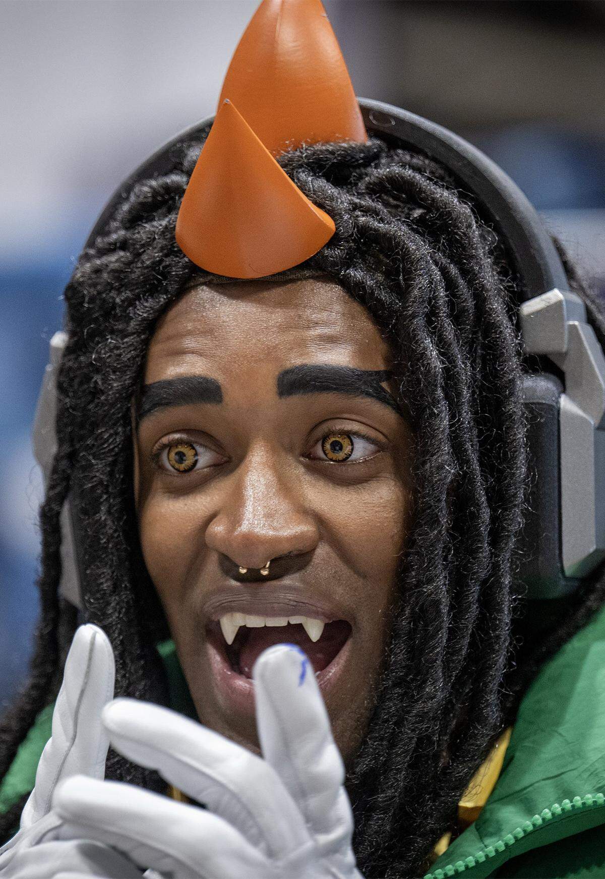 Featured cosplayer Chris Williams, known as "WhoaChrisWhoa," reacts to fans at Bartle Hall on Sunday, March 29, 2026. Williams, a creator celebrated for his high-energy content and detailed craftsmanship, was among the cosplay guests at Planet Comicon Kansas City.