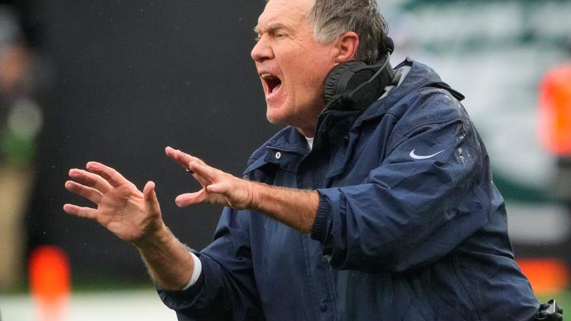 Sep 24, 2023; East Rutherford, New Jersey, USA; New England Patriots head coach Bill Belichick at MetLife Stadium. Mandatory Credit: Robert Deutsch-USA TODAY Sports