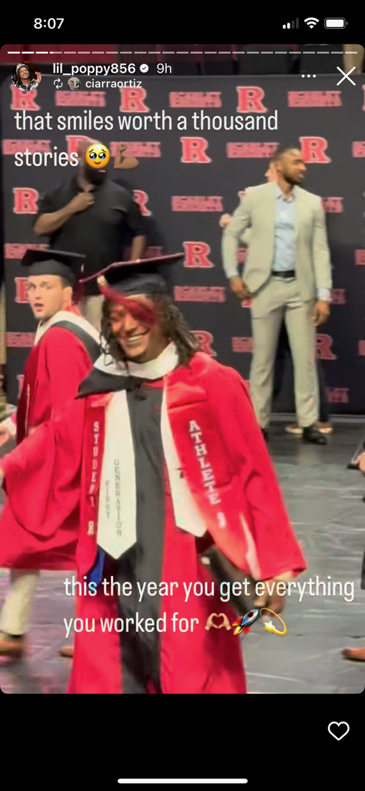 Chiefs running back Isiah Pacheco at his Rutgers University graduation.