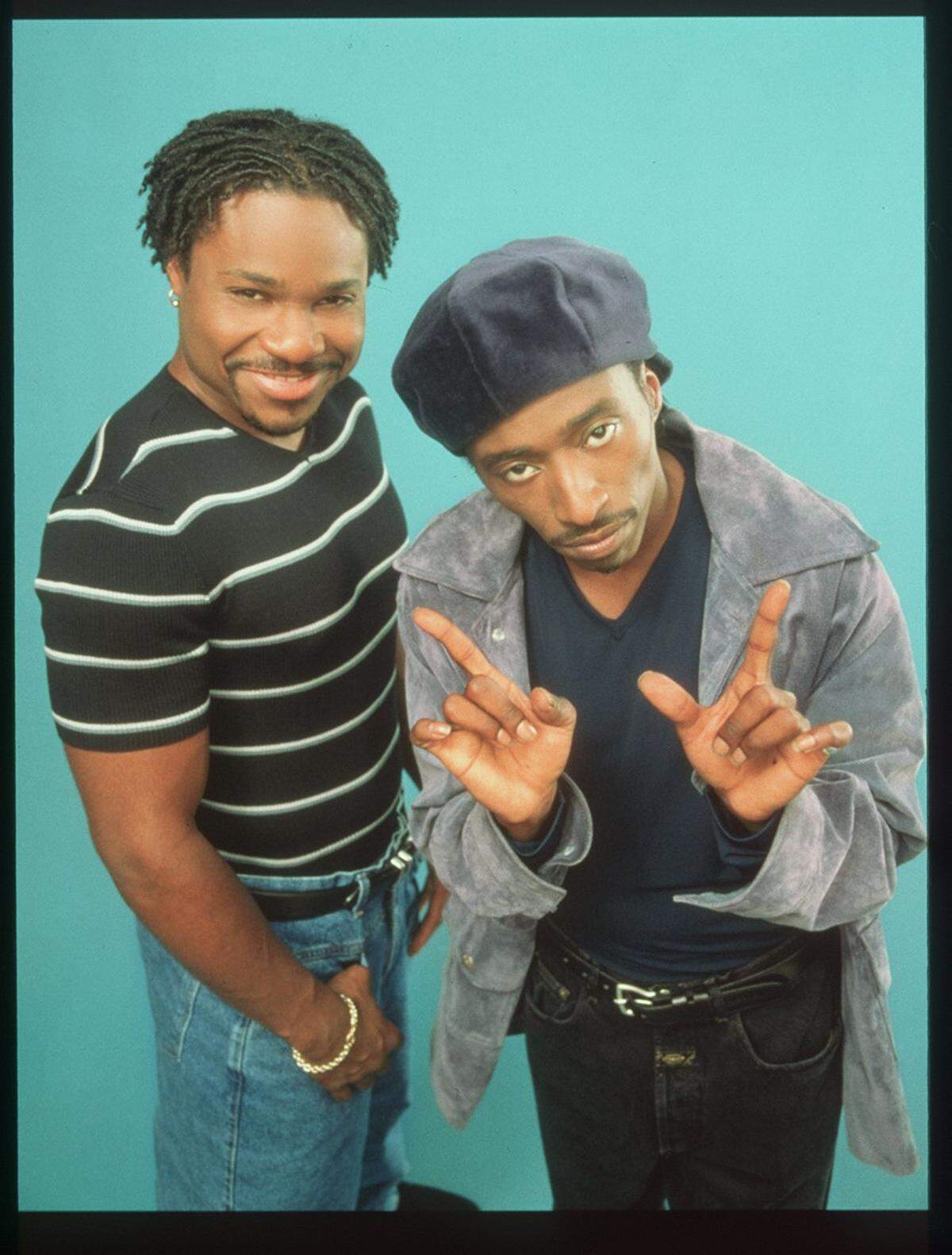 Malcolm-Jamal Warner and Eddie Griffin pose in a photo for “Malcolm & Eddie,” the 1990s sitcom set in Kansas City. Warner drowned in Costa Rica July 20, 2025.