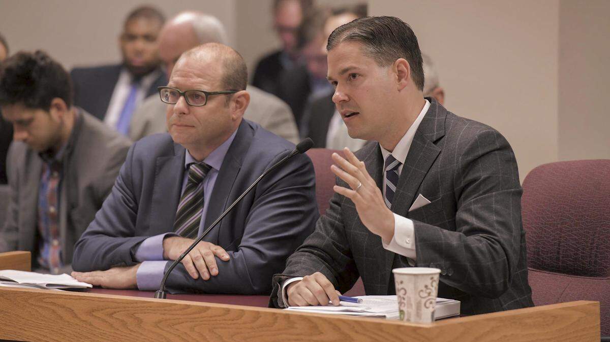 Ross Garber, left, and Edward Greim testified recently before the Missouri House's Special Investigative Committee on Oversight. The two were hired by the Governor's Office to help fend off possible impeachment.