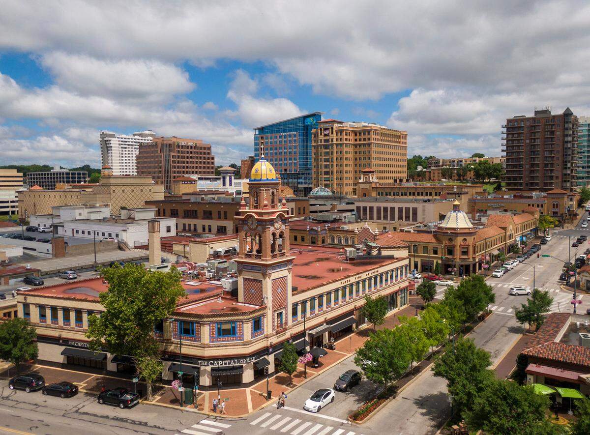 A view of Kansas City’s famed Country Club Plaza in 2024. Office vacancy rates on the Plaza remained relatively stable following COVID. 