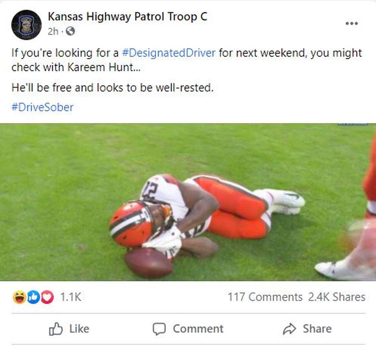 The Kansas Highway Patrol Facebook post