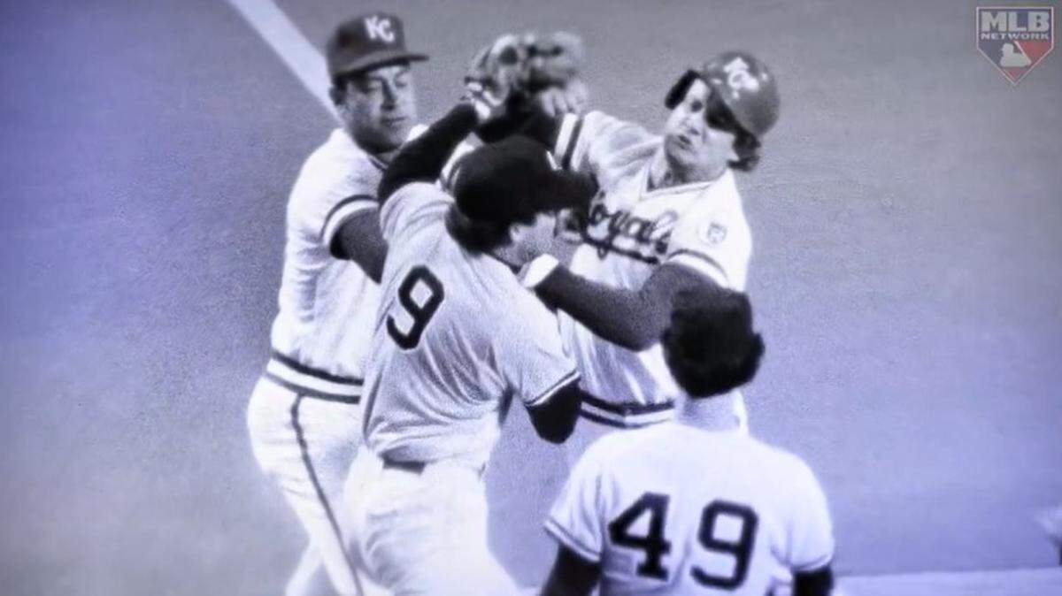The Royals’ George Brett and the Yankees’ Graig Nettles came to blows during the decisive Game 5 of the 1977 American League Championship Series.