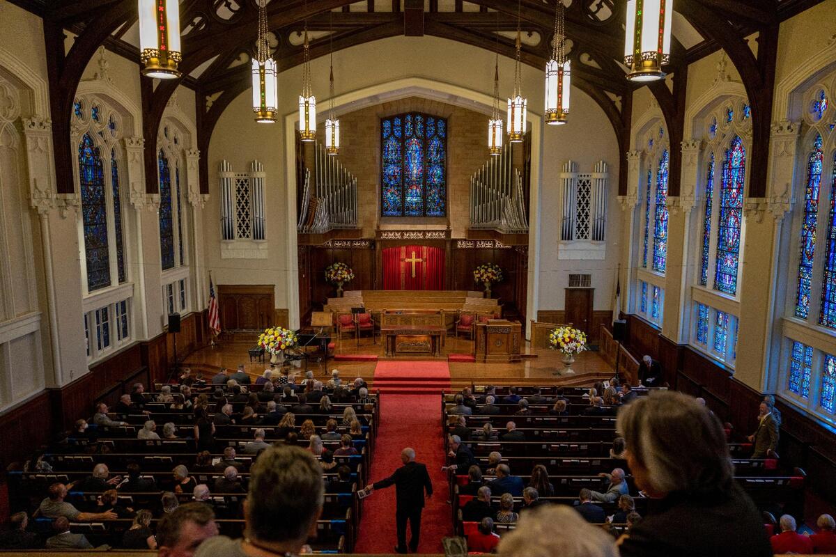 Many people attended a memorial service for Len Dawson at Country Club Christian Church on Friday, Sep. 16, 2022, in Kansas City.
