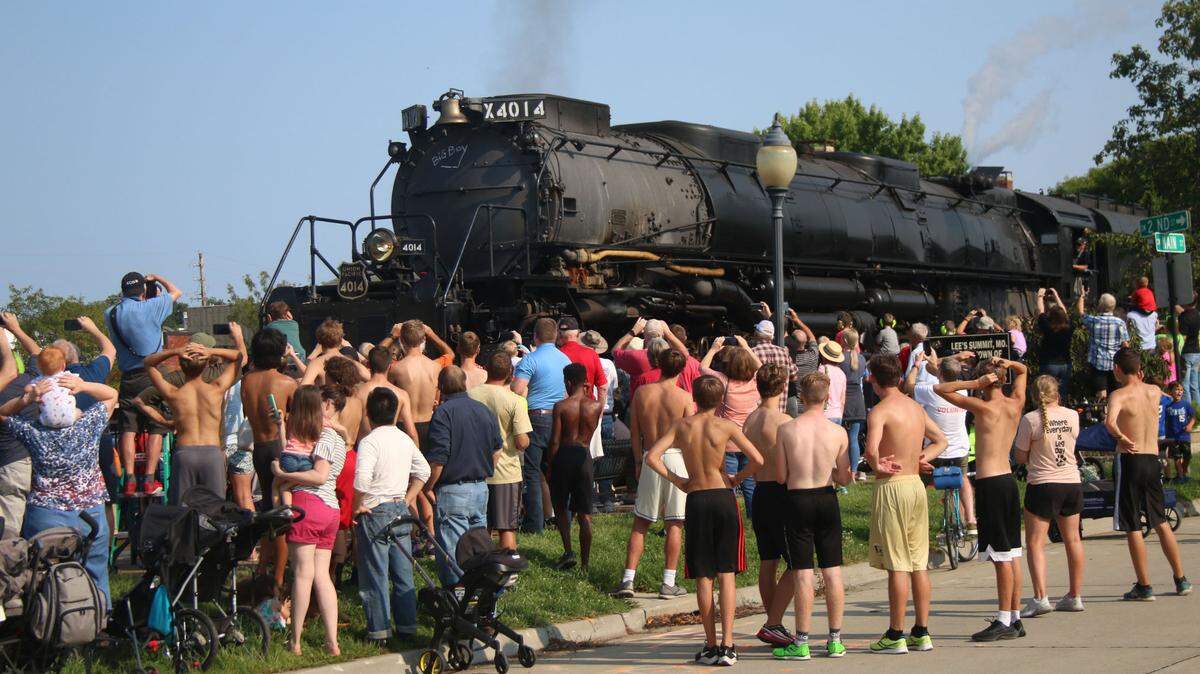 Hundreds of people lined the railroad tracks near Lee’s Summit’s Amtrak station Aug. 31 to see the Union Pacific Big Boy No. 4014 steam engine.