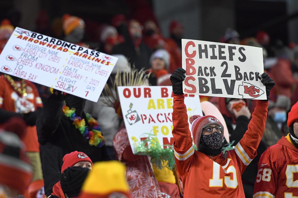 Kansas City Chiefs fans could taste another trip to the Super Bowl as the watched their team take on the Buffalo Bills Sunday, January 24, 2021, during the AFC Championship Game at Arrowhead Stadium in Kansas City, Missouri.