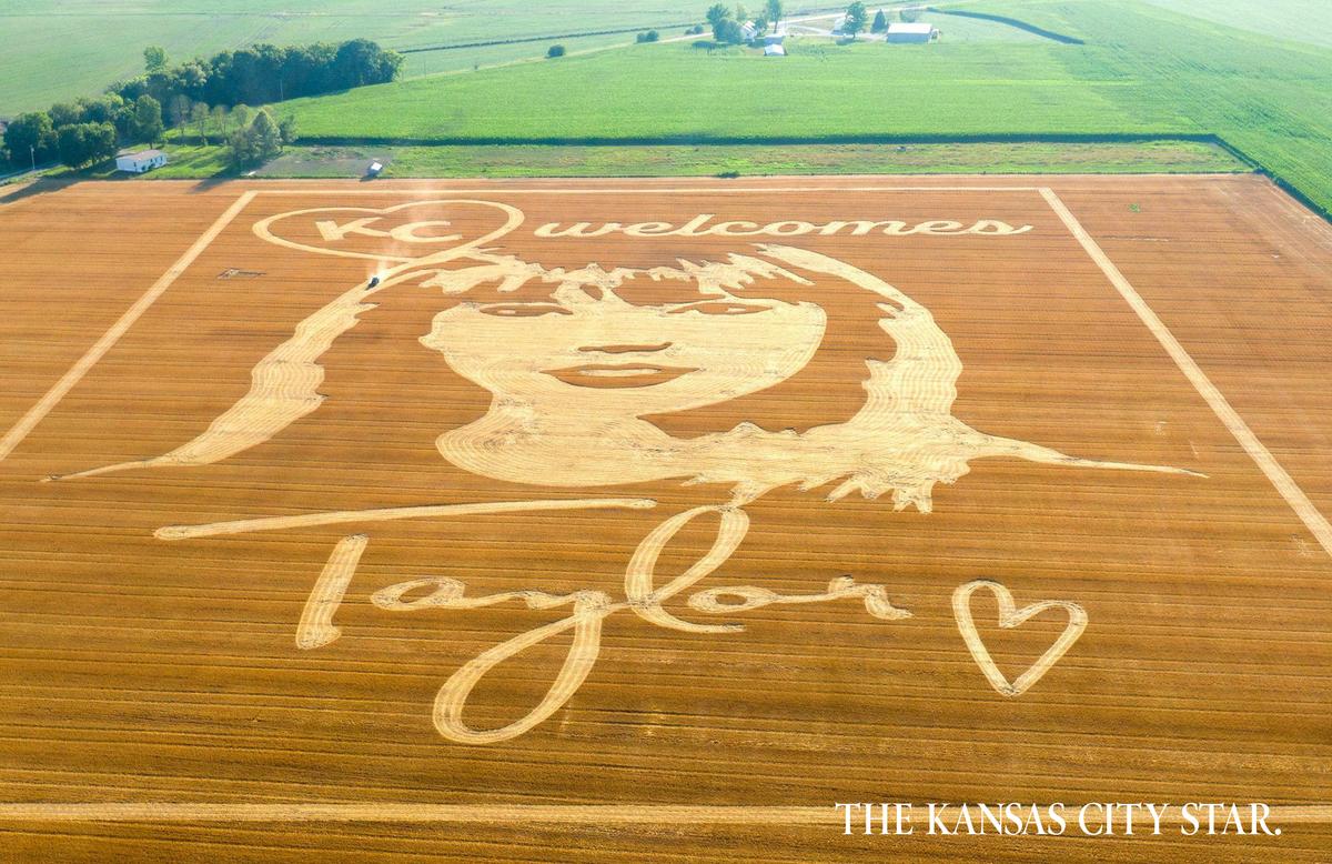 Taylor Swift received a Midwest welcome when she brought her Eras Tour to Kansas City in July. Rob Stouffer of Precision Mazes created a giant welcome sign in about 25 acres of wheat stubble in Ray County, Missouri.