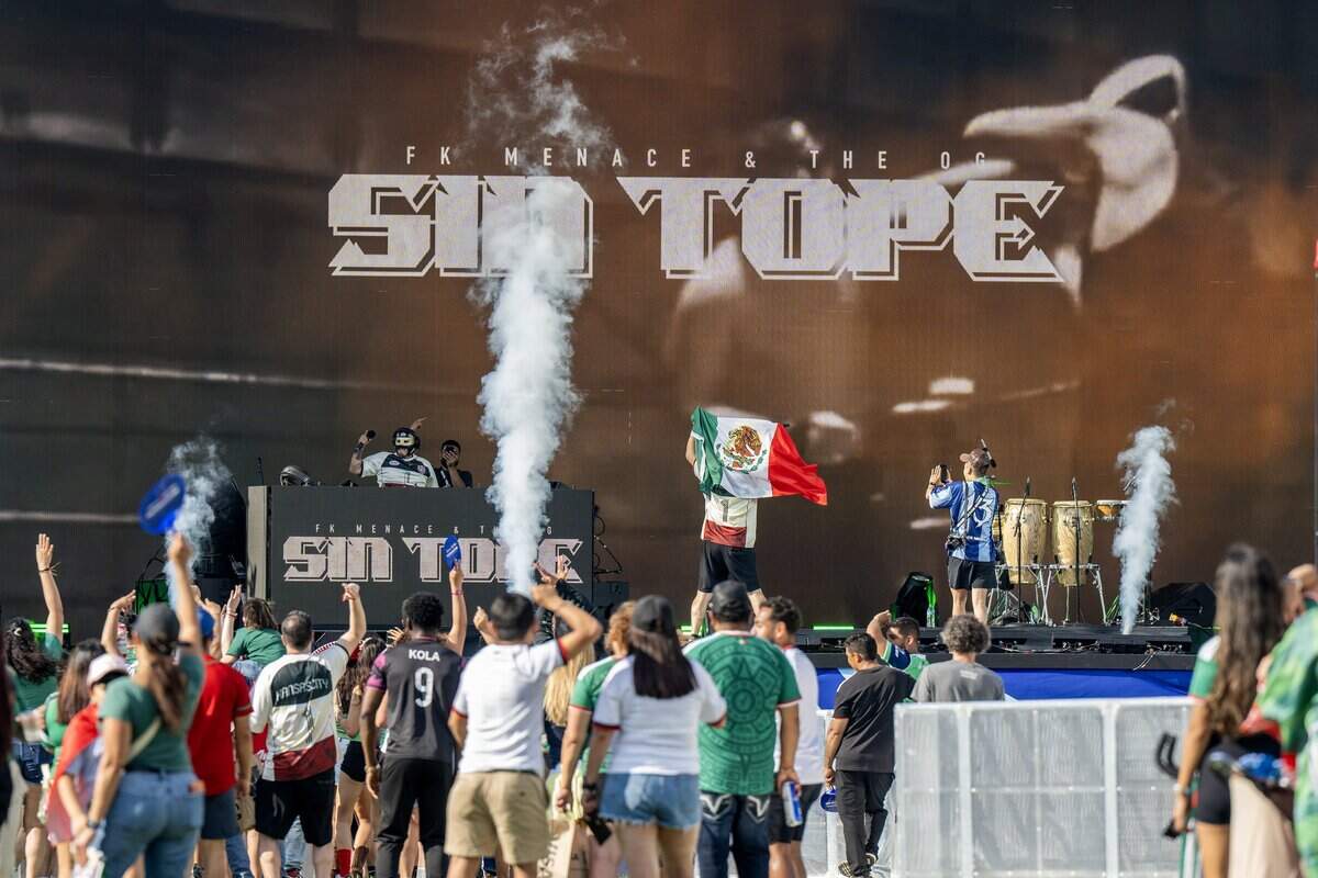 Sin Tope performs at FIFA Fan Festival on Thursday, June 11, 2026, in Kansas City.